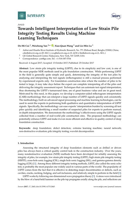 Towards Intelligent Interpretation of Low Strain Pile Integrity .